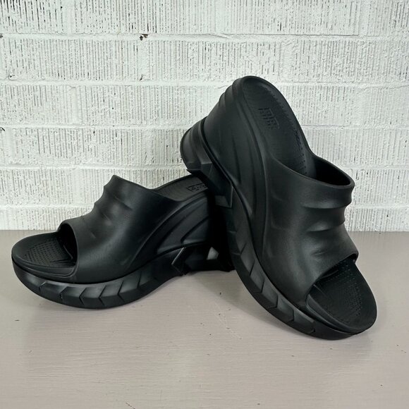 Givenchy Marshmallow Platform Wedge Mules Sandals Slide Size 40/10 Black Italy - Picture 8 of 12